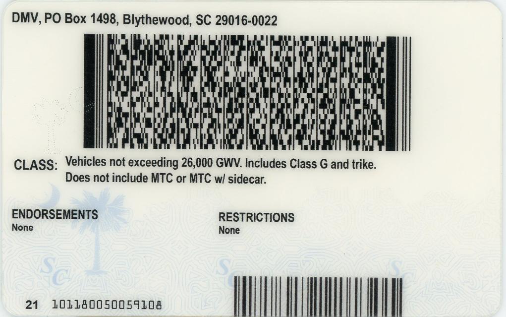 fake id for South Carolina back
