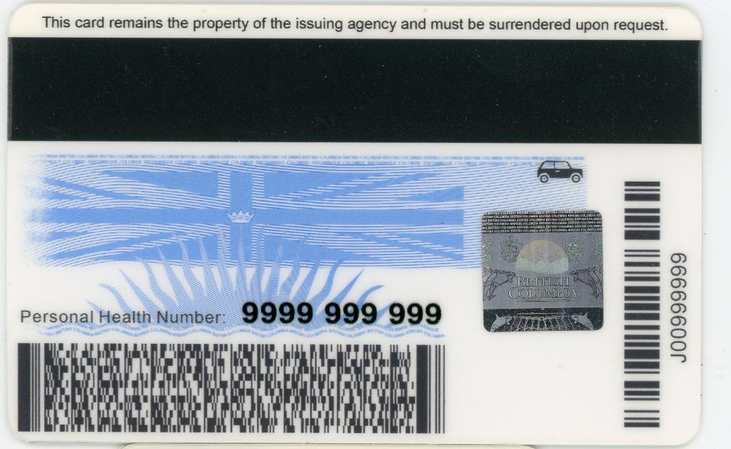 fake id for British Columbia Canada back