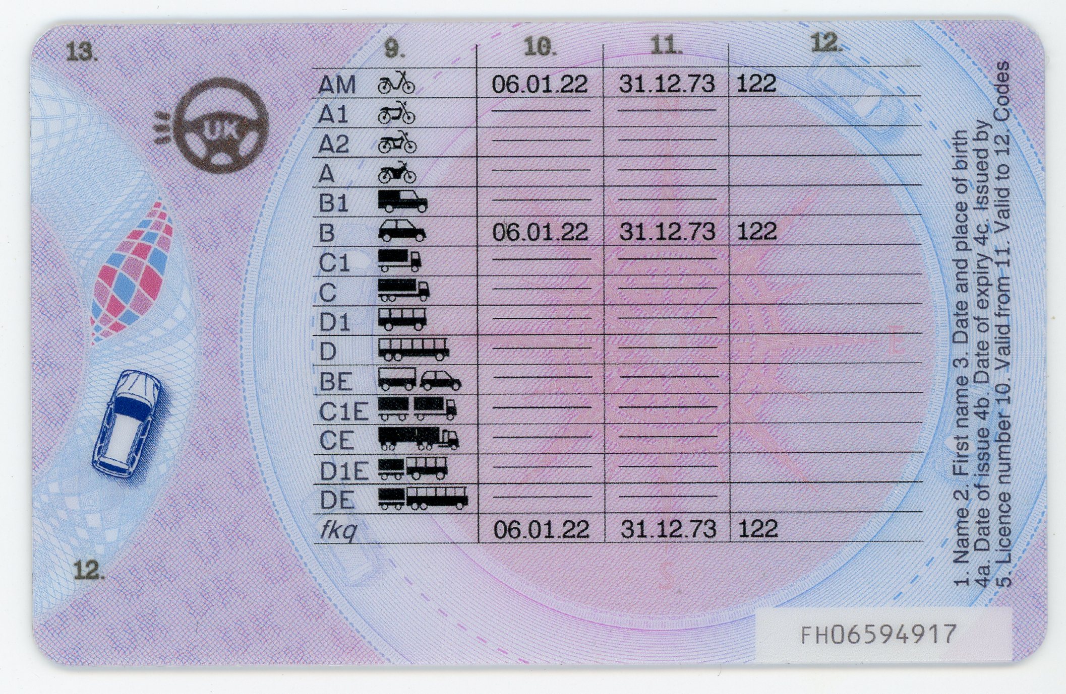 fake id for United Kingdom back