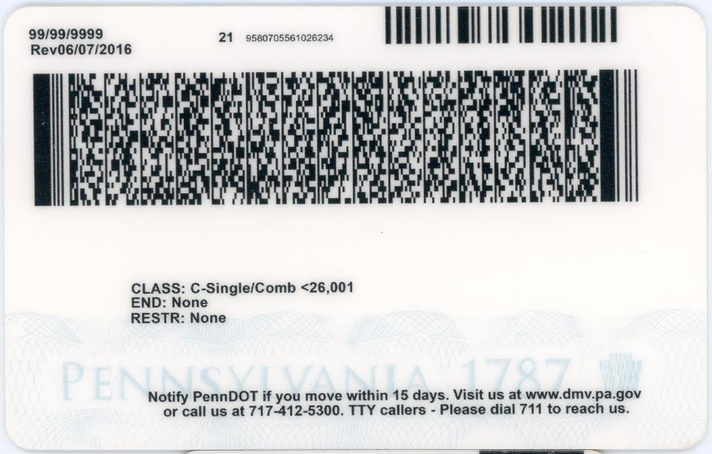 fake id for Pennsylvania back